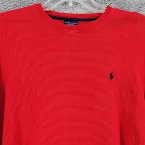 Polo Ralph Lauren Shirt Mens L Red Waffle Cotton Sleepwear Pullover Pony Logo